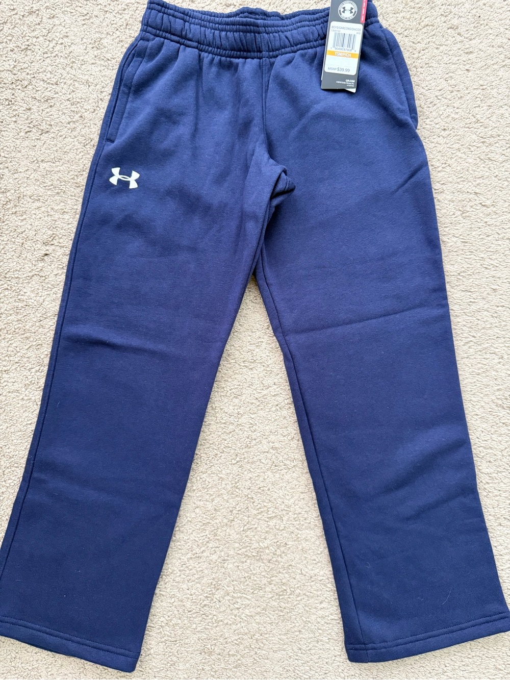 New Under Armour Boys Navy Blue Sweatpants with pockets